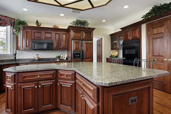 kitchen in luxury home with large center island